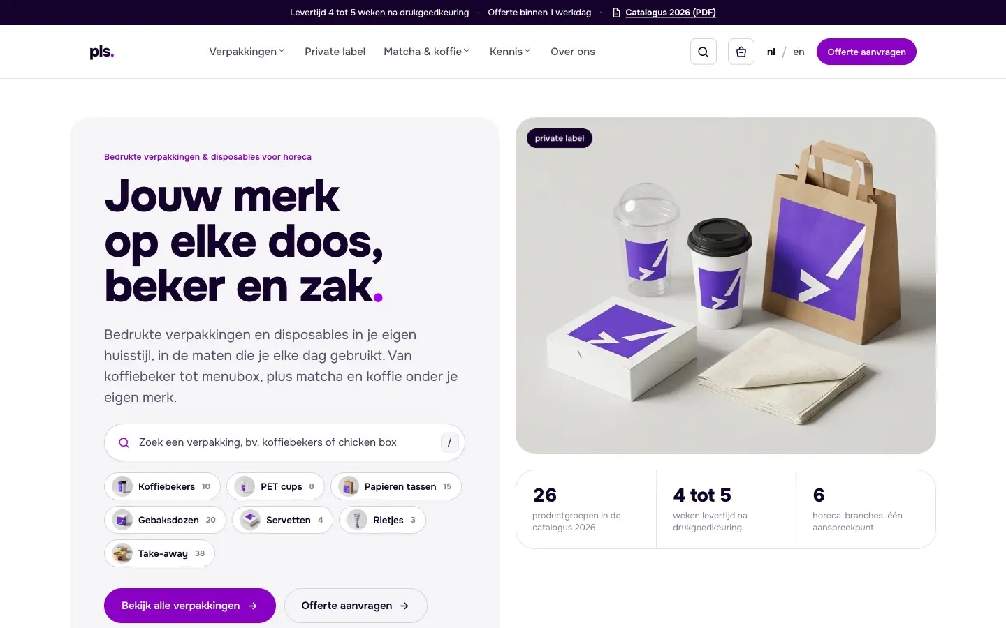 Opname van de website privatelabelspecialist.nl